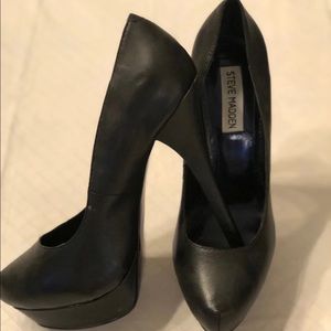 Black Leather Steve Madden Heels